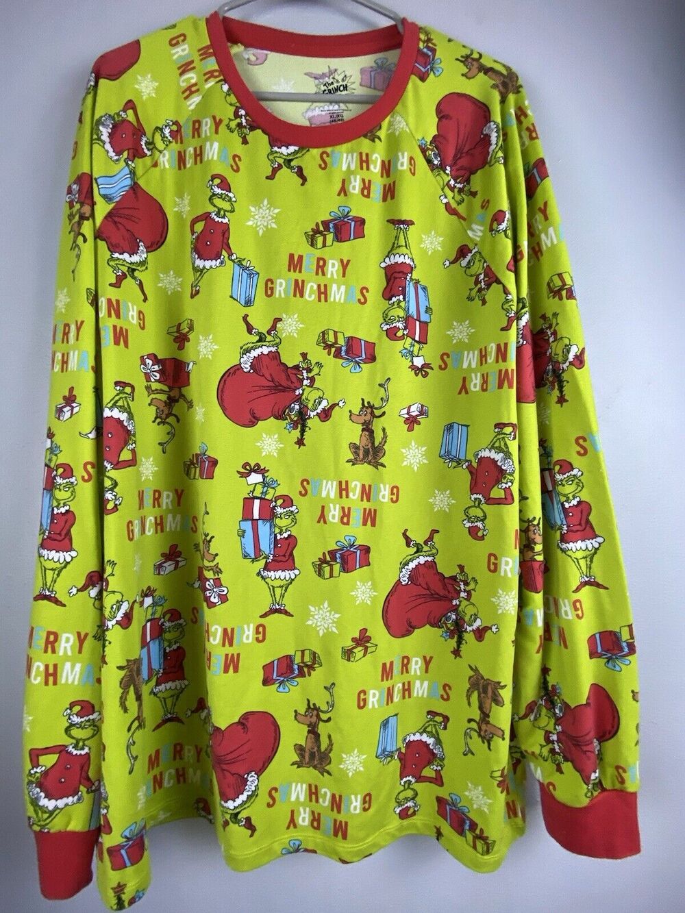 The Grinch Dr Seuss Pajama Top Womens XL Green Red Sleepwear Merry Grinchmas